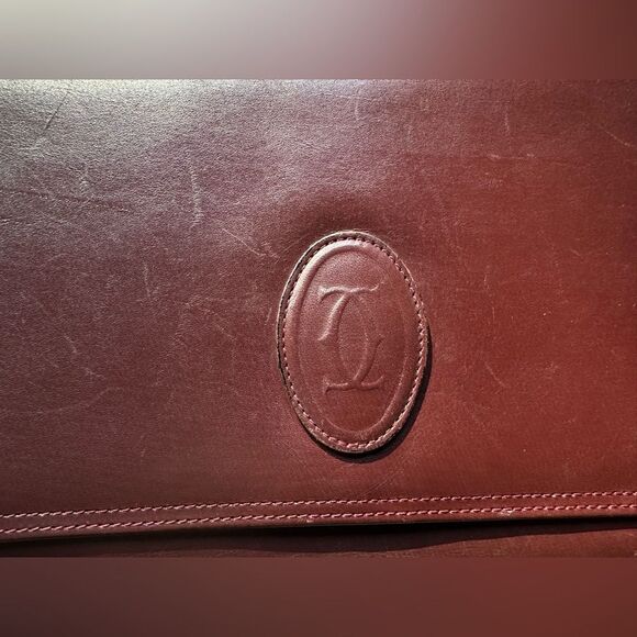 Cartier Vintage Le Must de Cartier Bordeaux Leather Clutch Bag - Picture 6 of 12